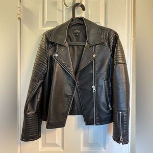 Topshop Faux Leather Moto Jacket